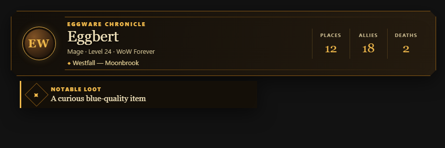 The working Eggware OBS overlay showing Eggbert in Westfall